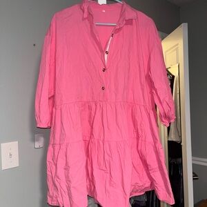 Pink Button-Up Women's Dress